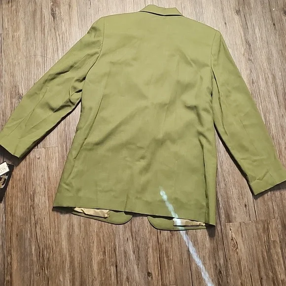 Womens Requirements Chartreuse Linen Blazer Sz 10 - Picture 5 of 8